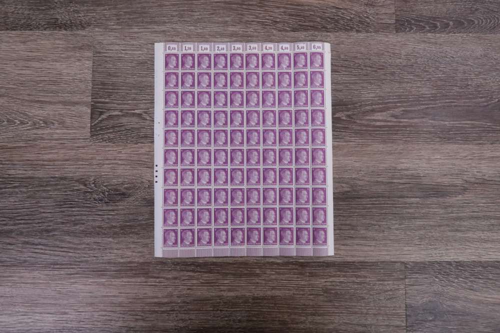 German WWII Third Reich 6 Pfennig Un-Cut Postage Stamp Sheets-img-0