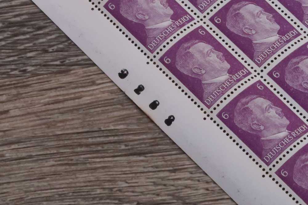 German WWII Third Reich 6 Pfennig Un-Cut Postage Stamp Sheets-img-3