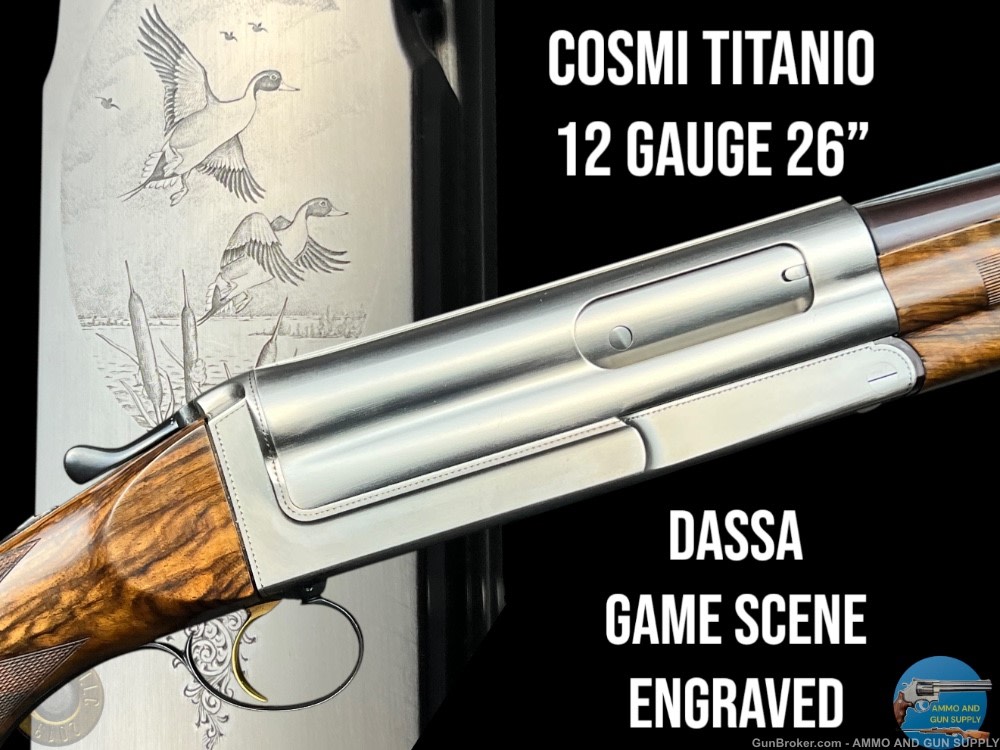 TITANIUM COSMI - 12 GA 26" - EXHBITION GRADE WOOD - DASSA ENGRAVED PINTAILS-img-0