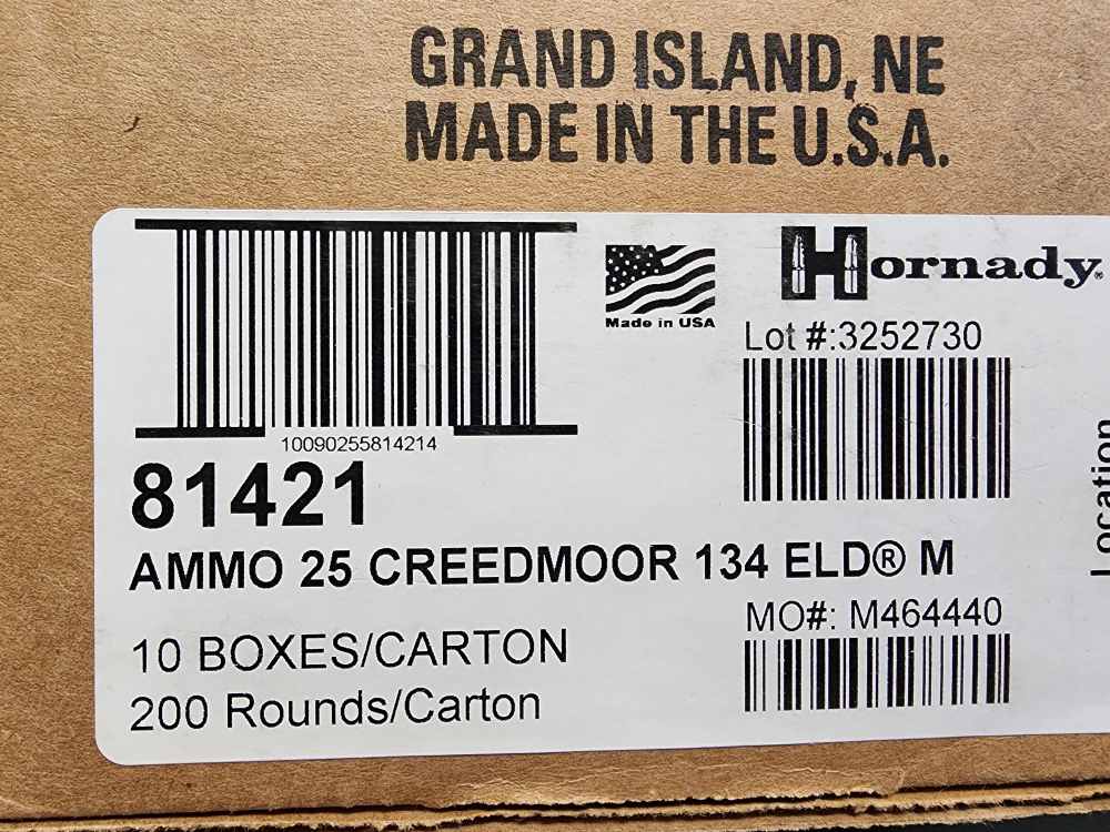 IN STOCK! NEW 200 ROUNDS HORNADY 25 CREEDMOOR 134 ELD-M MATCH-img-1