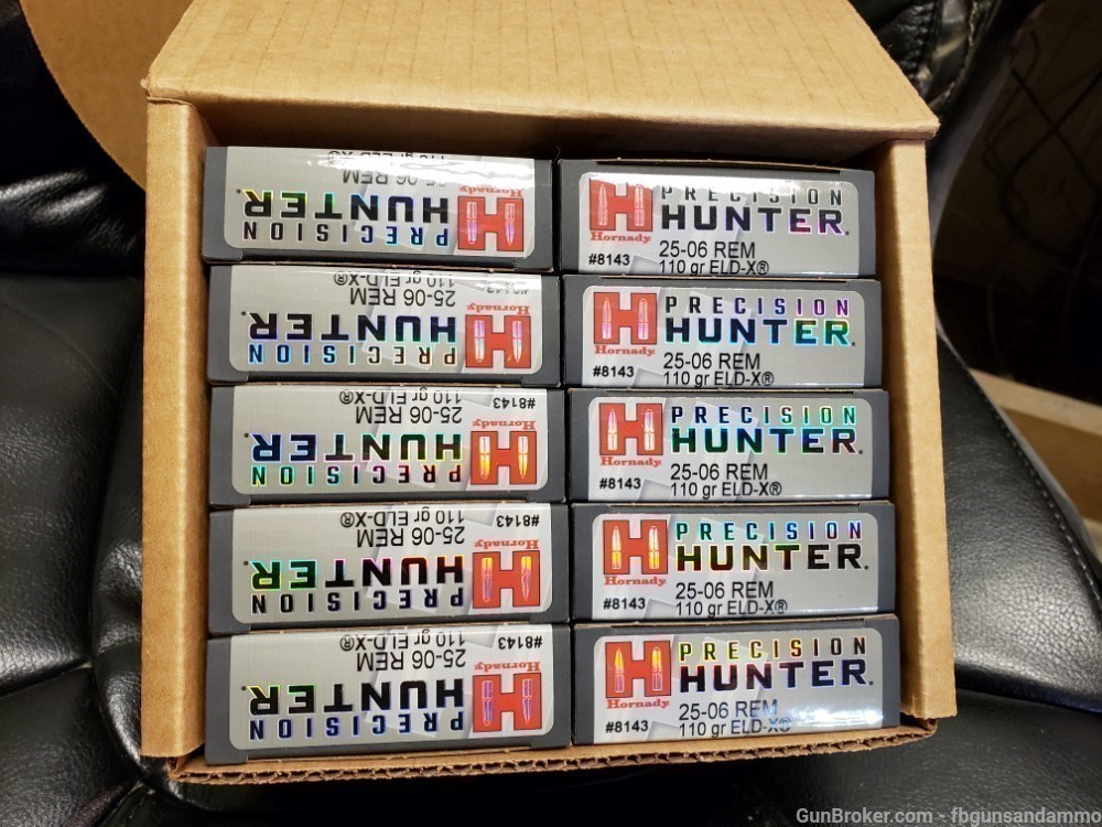 IN STOCK! NEW 200 ROUNDS HORNADY 25-06 REMINGTON ELD-X PRECISION HUNTER 110-img-0