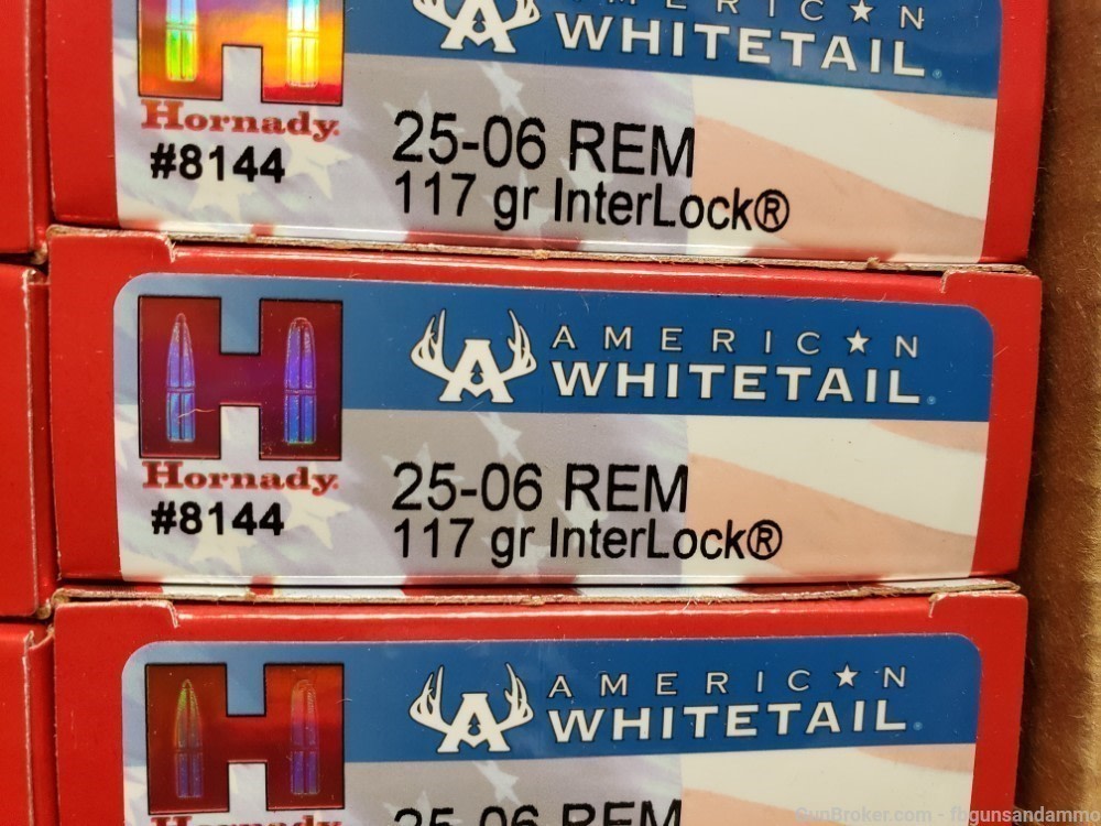 200 ROUNDS HORNADY .25 06 REM 117 INTERLOCK AW BTSP AMERICAN WHITETAIL-img-1