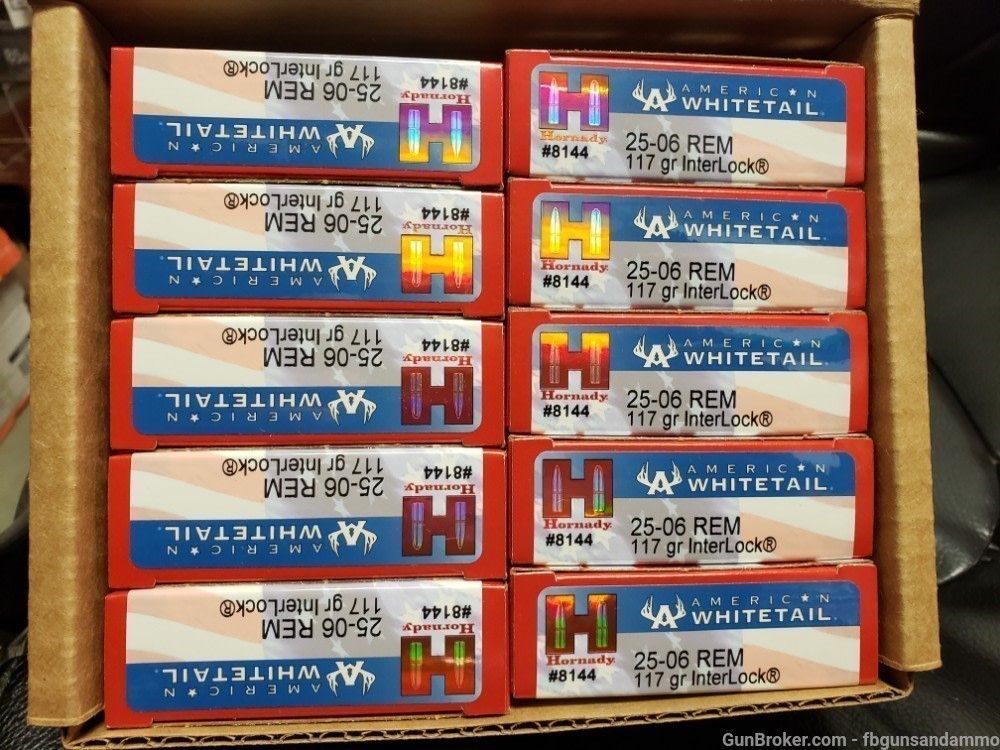 200 ROUNDS HORNADY .25 06 REM 117 INTERLOCK AW BTSP AMERICAN WHITETAIL-img-0