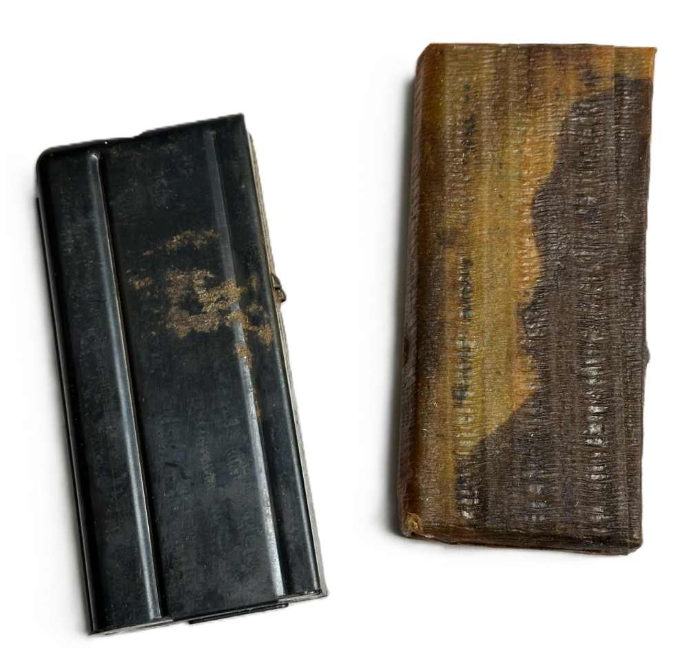LOT OF 2 RUSTY M1 CARBINE 15RD MAGAZINES IN ORIGINAL PACKAGE. -img-0