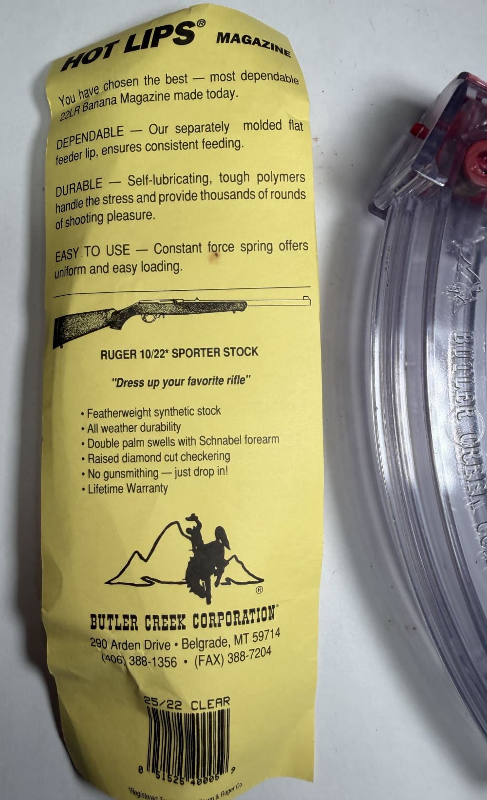 HOT LIPS RUGER 10/22 25RD CLEAR MAG NEW-img-2