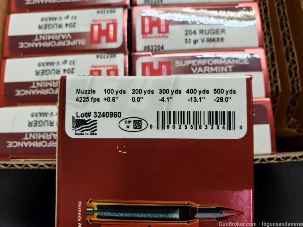 NEW 200 ROUNDS HORNADY SUPERFORMANCE VARMINT 204 RUGER 32 GRAIN V-MAX .204-img-2