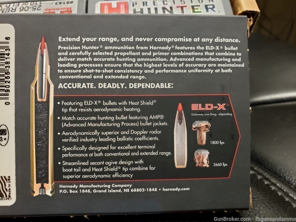 IN STOCK! NEW 200 ROUNDS HORNADY 25-06 REMINGTON ELD-X PRECISION HUNTER 110-img-2
