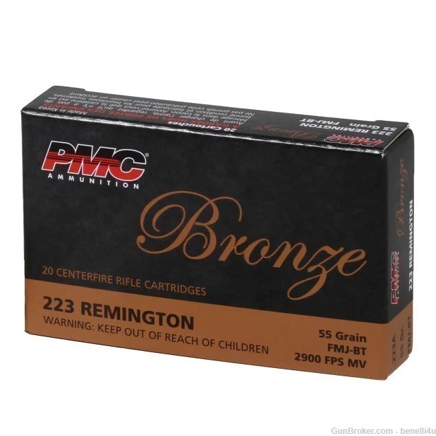 .223 Remington PMC Bronze 55 Grain FMJBT Ammo Ammunition 1000 Rounds 223A-img-0