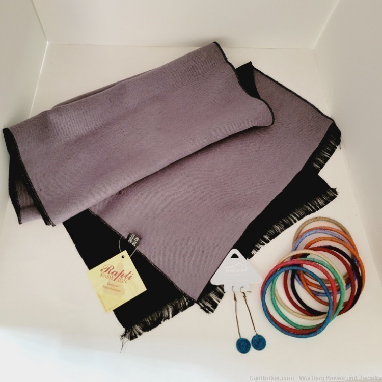 Rapti Fashion Scarf & Tintsaba Swaziland Sisal Earrings & 10 Bangles.RF10TS-img-0