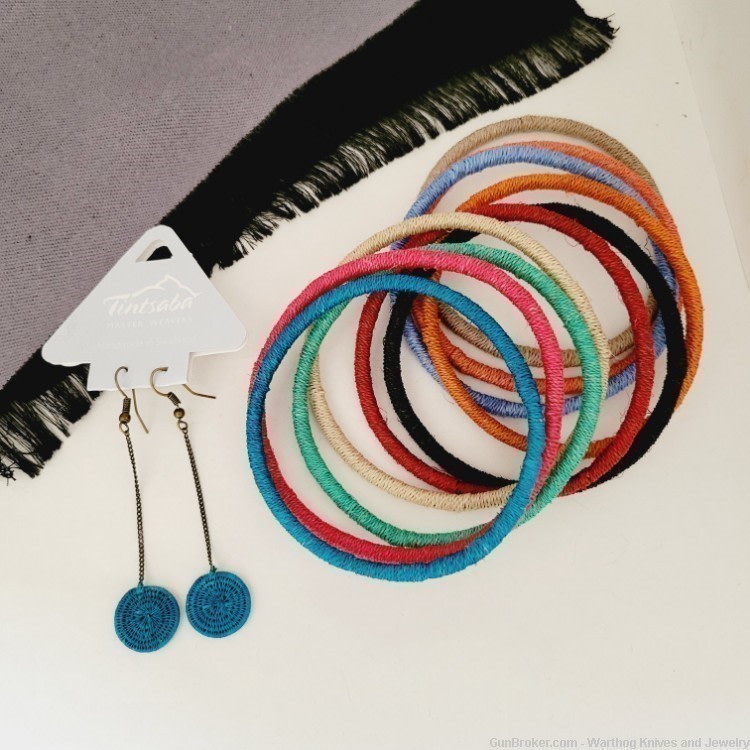 Rapti Fashion Scarf & Tintsaba Swaziland Sisal Earrings & 10 Bangles.RF10TS-img-1