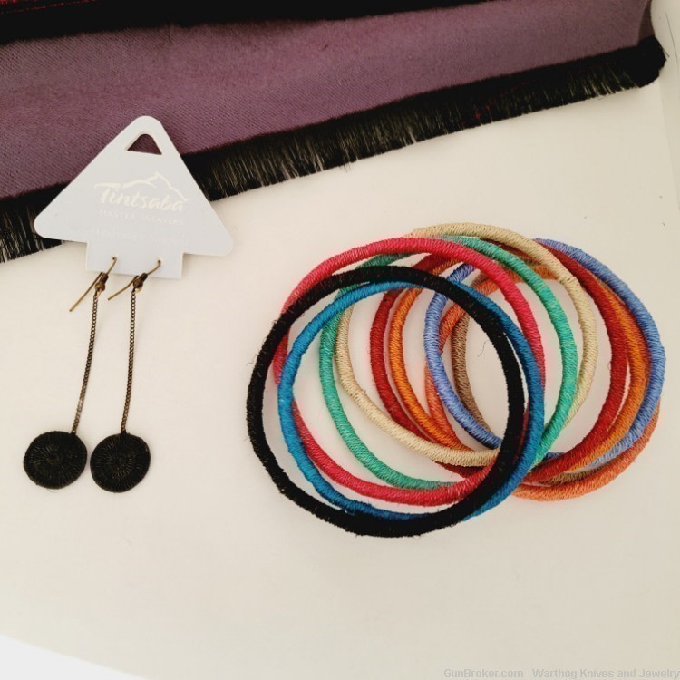 Rapti Fashion Scarf & Tintsaba Swaziland Sisal Earrings & 10 Bangles.RF11TS-img-1