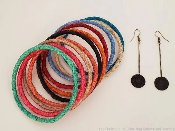 Rapti Fashion Scarf & Tintsaba Swaziland Sisal Earrings & 10 Bangles.RF11TS-img-3