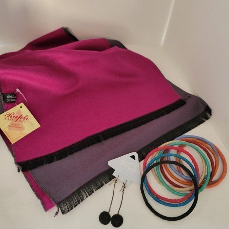 Rapti Fashion Scarf & Tintsaba Swaziland Sisal Earrings & 10 Bangles.RF11TS-img-0