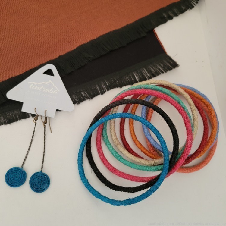 Rapti Fashion Scarf & Tintsaba Swaziland Sisal Earrings & 10 Bangles.RF12TS-img-1
