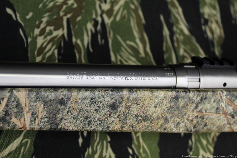 Savage Model 12 22-250 Rem Camo Synthetic Stock Stainless Fluted Barrel -img-6
