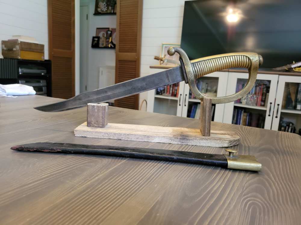 Modified 1904 Spanish Saber D-Guard Bowie Knife w/Sheath-img-1