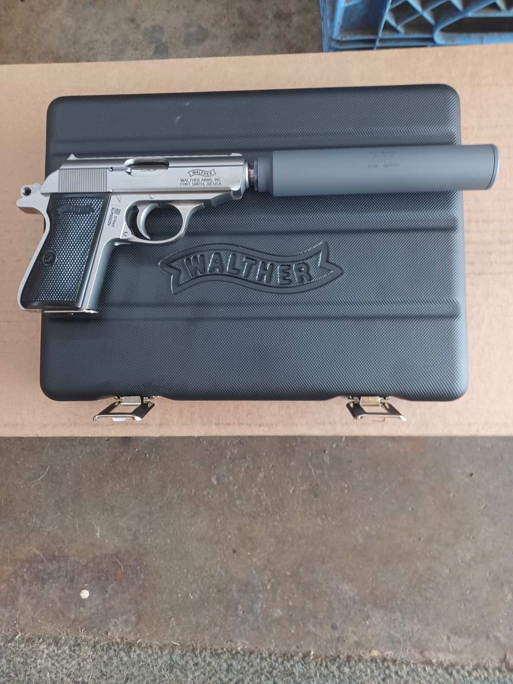 Walther PPK/S SD Stainless .32 with Threaded Barrel & Cheetah Suppressor-img-1