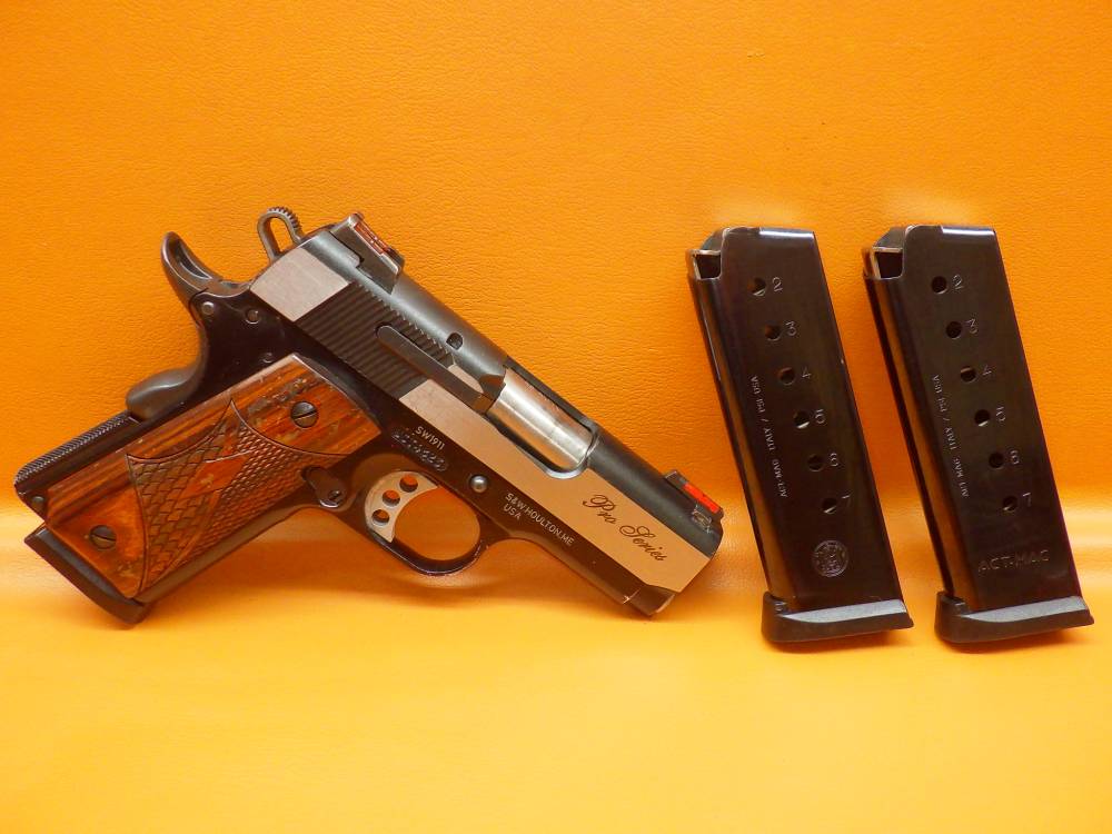 S&W SW1911 Pro Series .45 ACP 3.25" Bbl Walnut Grip Panels Two-Tone Slide-img-0