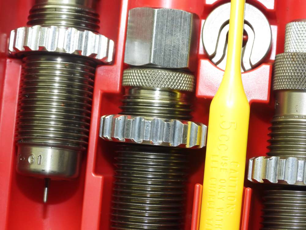 Lee .38-.357 deluxe carbide die set, plus shell holder and case trimmer-img-7