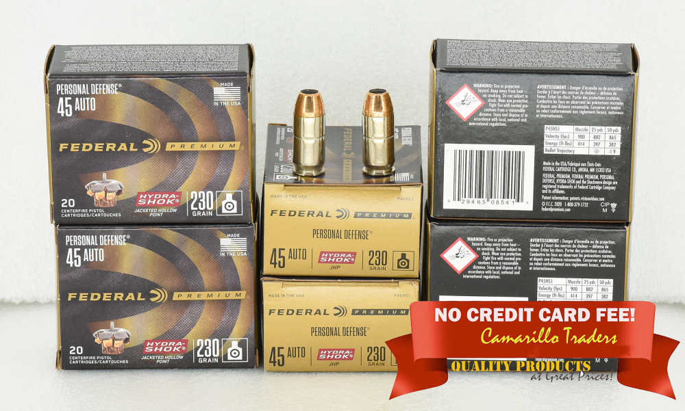 Federal Premium 45 ACP 230grn Hydra-Shok JHP 120rds Total P45HS1 NOS-img-0