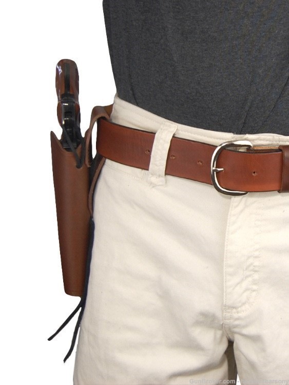 Barsony Brown Leather 49er Western Holster for 4" Revolvers Size 8 Right-img-3