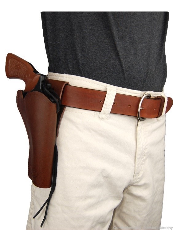 Barsony Brown Leather 49er Western Holster for 4" Revolvers Size 8 Right-img-4