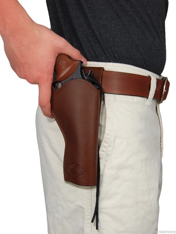 Barsony Brown Leather 49er Western Holster for 4" Revolvers Size 8 Right-img-1