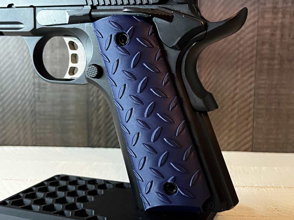 Blue Diamond Tread 1911 Pistol Grips Kimber Colt Rock Island Springfield-img-3