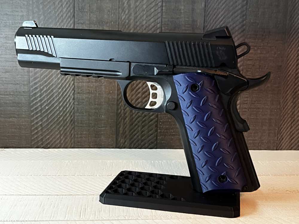Blue Diamond Tread 1911 Pistol Grips Kimber Colt Rock Island Springfield-img-2