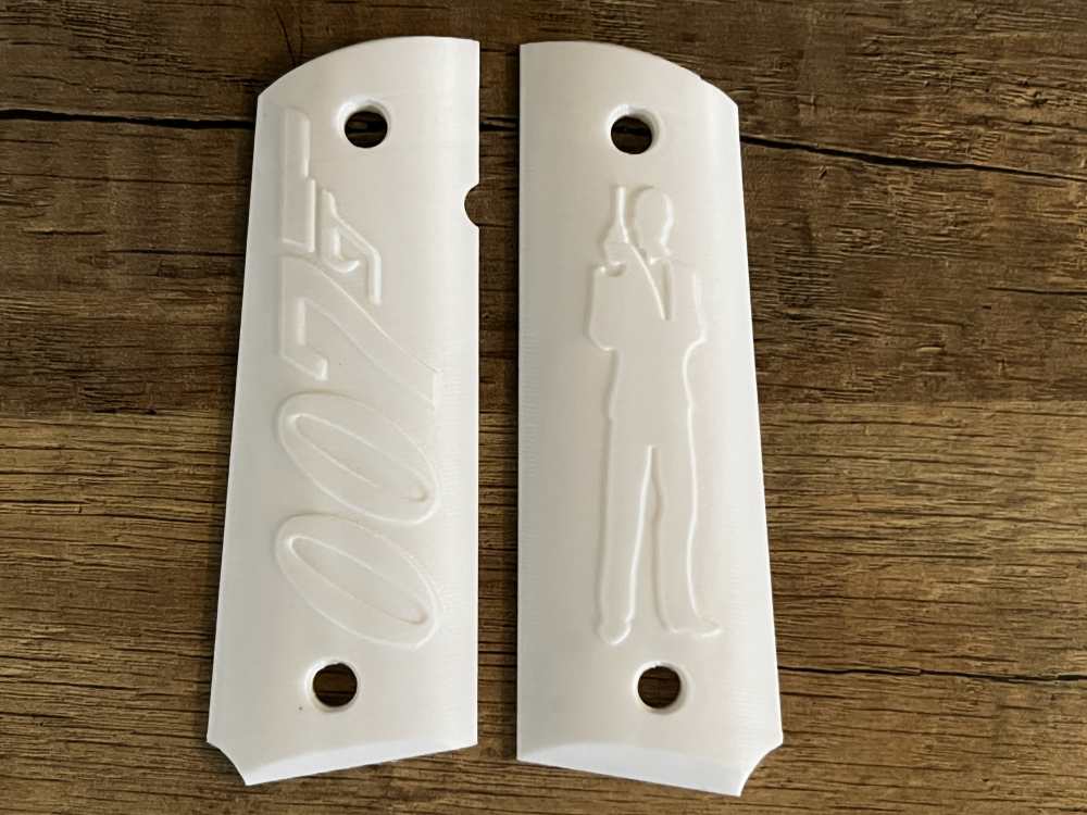 Whie 007 Bond 1911 Pistol Grips Kimber Colt Rock Island Springfield-img-1