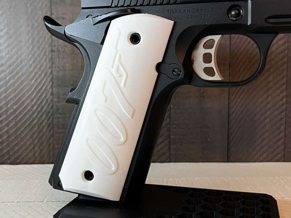 Whie 007 Bond 1911 Pistol Grips Kimber Colt Rock Island Springfield-img-0