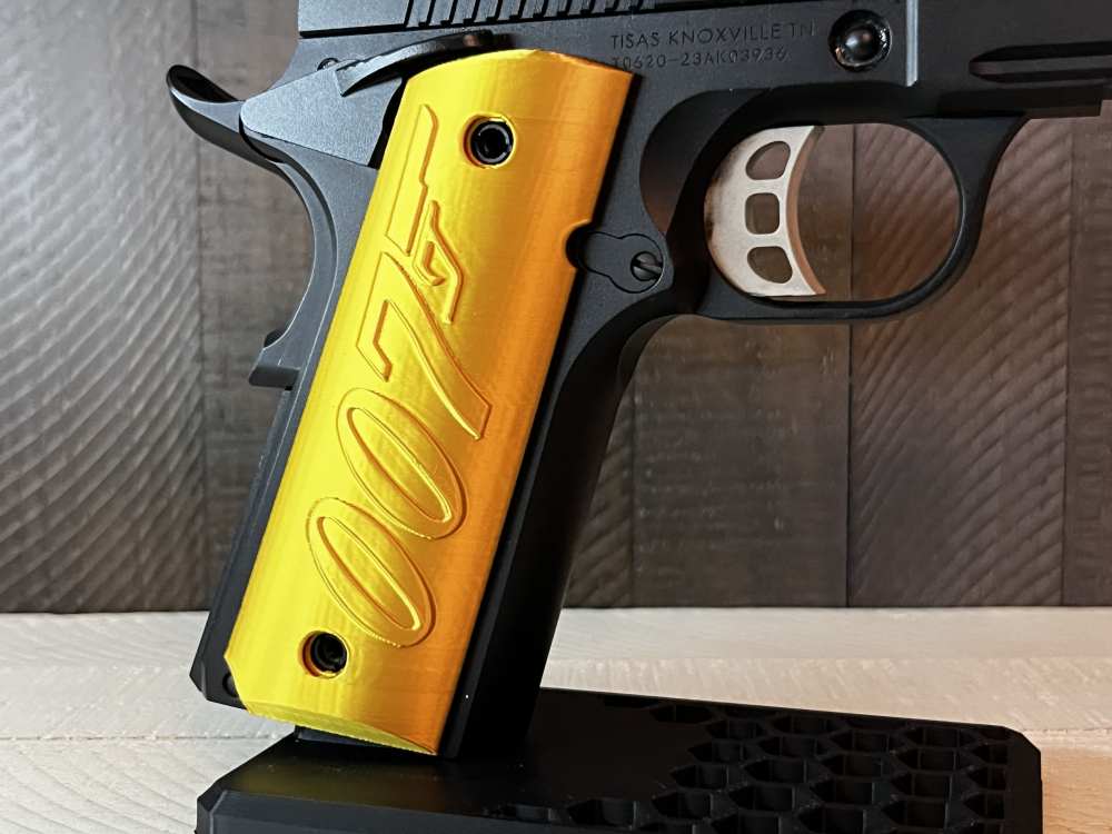 Gold 007 Bond 1911 Pistol Grips Kimber Colt Rock Island Springfield-img-0