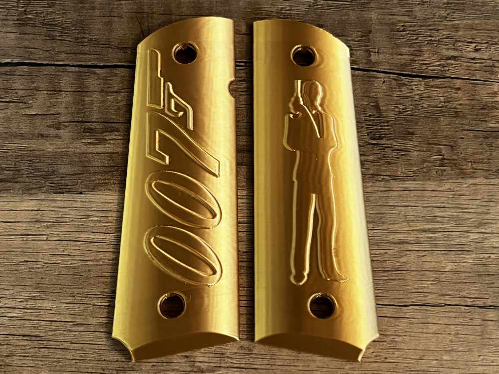 Gold 007 Bond 1911 Pistol Grips Kimber Colt Rock Island Springfield-img-3