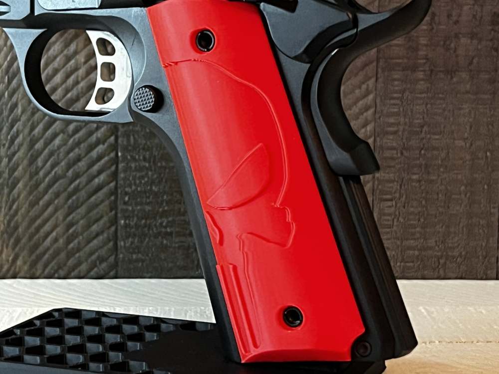 Red Punisher 1911 Pistol Grips Kimber Colt Rock Island Springfield Ruger-img-1