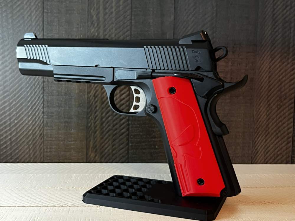 Red Punisher 1911 Pistol Grips Kimber Colt Rock Island Springfield Ruger-img-0
