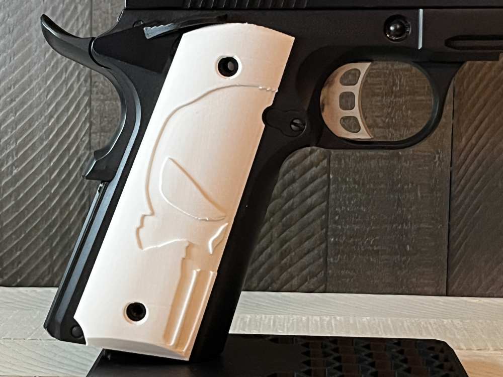 White Punisher 1911 Pistol Grips Kimber Colt Rock Island Springfield Ruger-img-3
