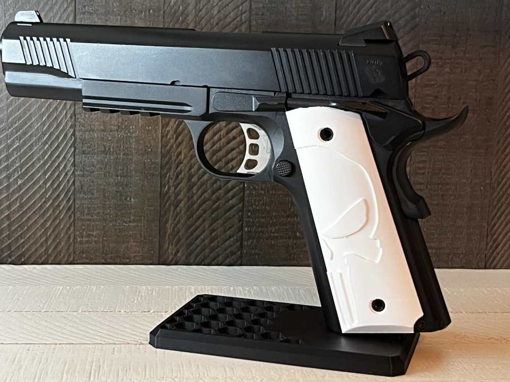 White Punisher 1911 Pistol Grips Kimber Colt Rock Island Springfield Ruger-img-1