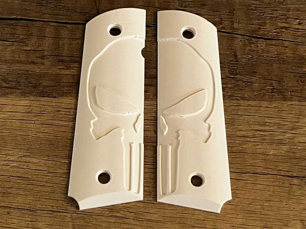 White Punisher 1911 Pistol Grips Kimber Colt Rock Island Springfield Ruger-img-4