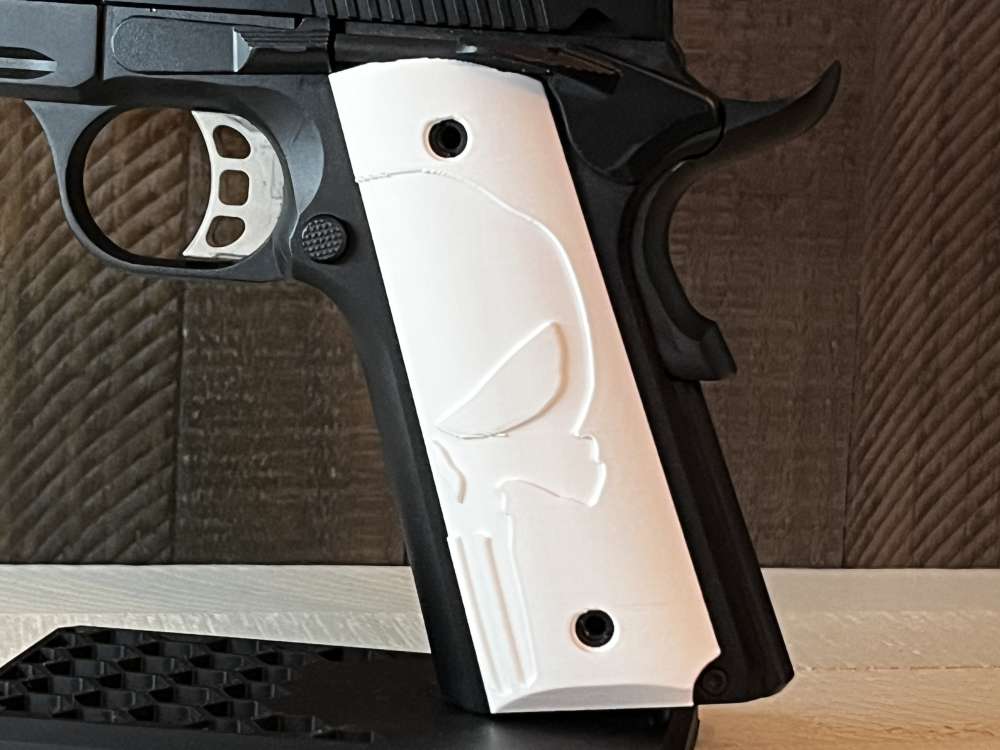White Punisher 1911 Pistol Grips Kimber Colt Rock Island Springfield Ruger-img-2