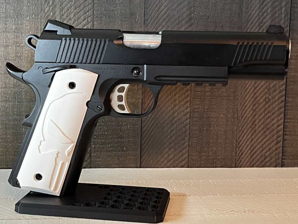 White Punisher 1911 Pistol Grips Kimber Colt Rock Island Springfield Ruger-img-0