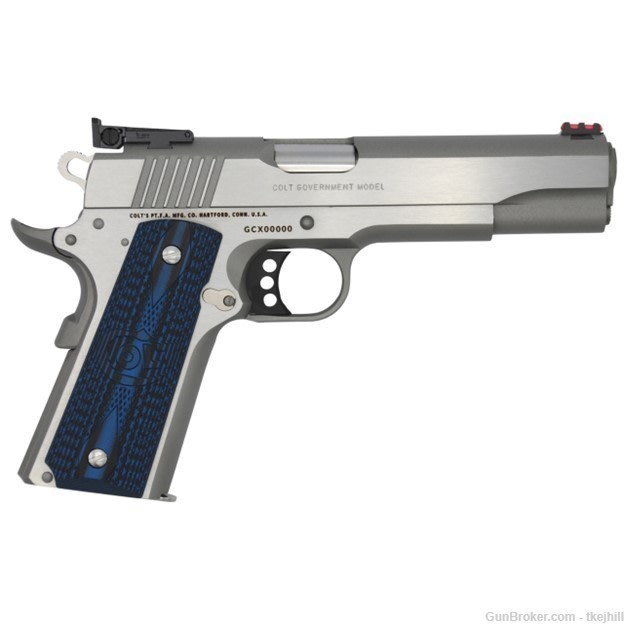 Colt Gold Cup Lite .45 Acp 5" Barrel 8Rd X1 Stainless Steel Blue G10 Grips-img-1