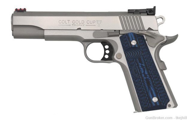 Colt Gold Cup Lite .45 Acp 5" Barrel 8Rd X1 Stainless Steel Blue G10 Grips-img-0