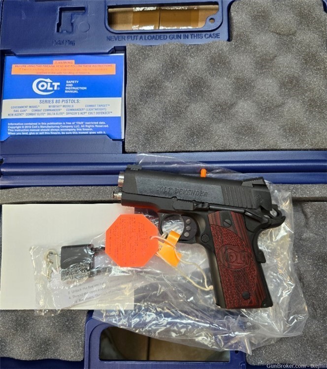 COLT DEFENDER .45 ACP 3? 7RD X1 MATTE BLACK/WOOD O7800XE-img-0