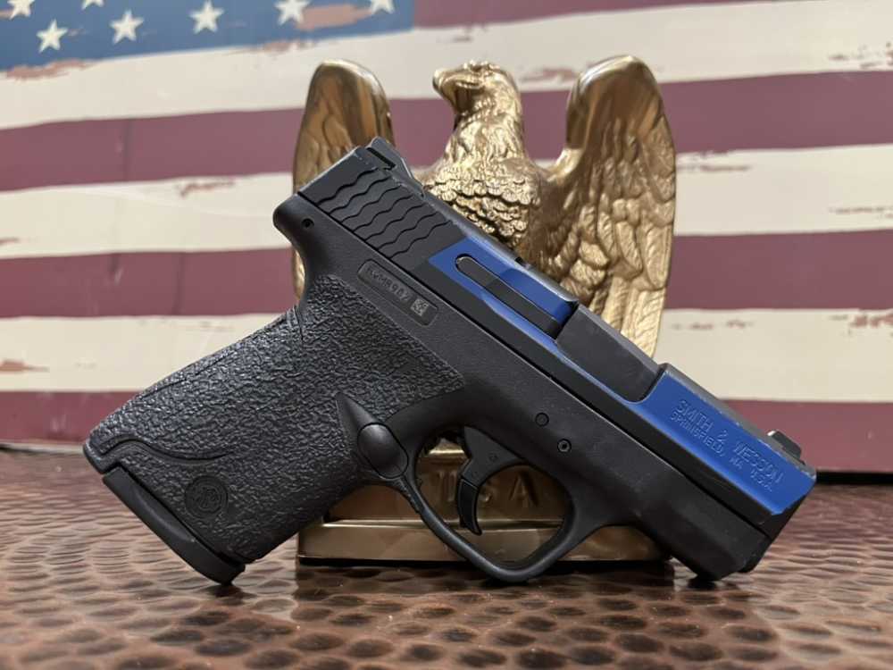Smith & Wesson S&W M&P9 Shield Custom Police Blue Line 5 mags holster -img-8