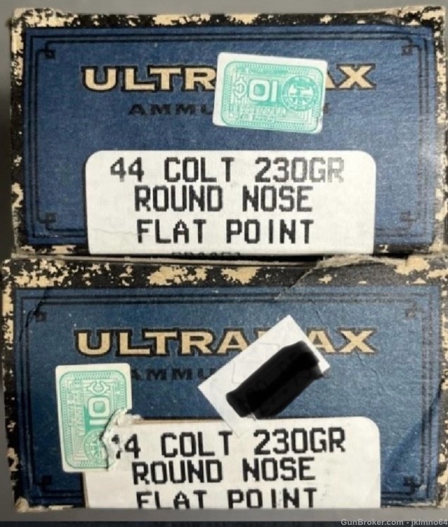 100 rounds of Ultramax 44 Colt 230 grain RNFP brass cased pistol ammo-img-0