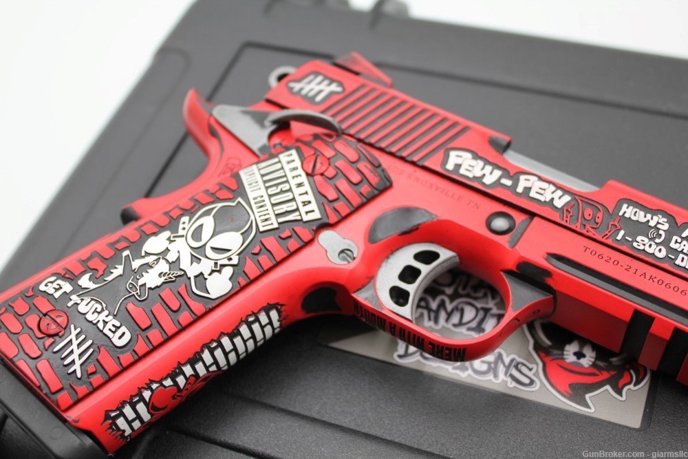 BREATHTAKING ustom Engraved and Cerakoted DEADPOOL Tisas 1911 .45 ACP-img-10