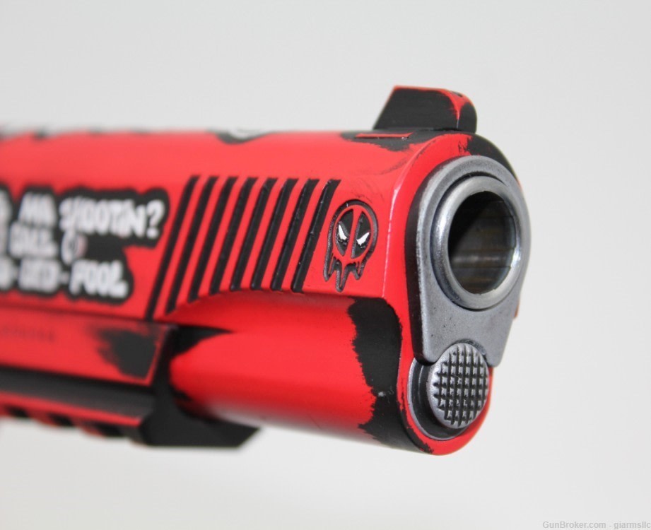 BREATHTAKING ustom Engraved and Cerakoted DEADPOOL Tisas 1911 .45 ACP-img-16