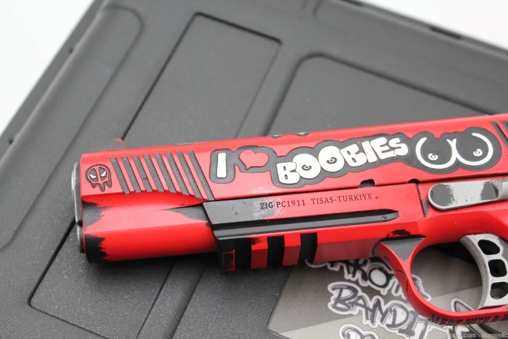 BREATHTAKING ustom Engraved and Cerakoted DEADPOOL Tisas 1911 .45 ACP-img-4