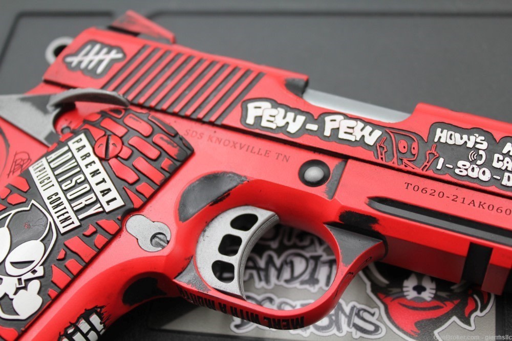 BREATHTAKING ustom Engraved and Cerakoted DEADPOOL Tisas 1911 .45 ACP-img-8