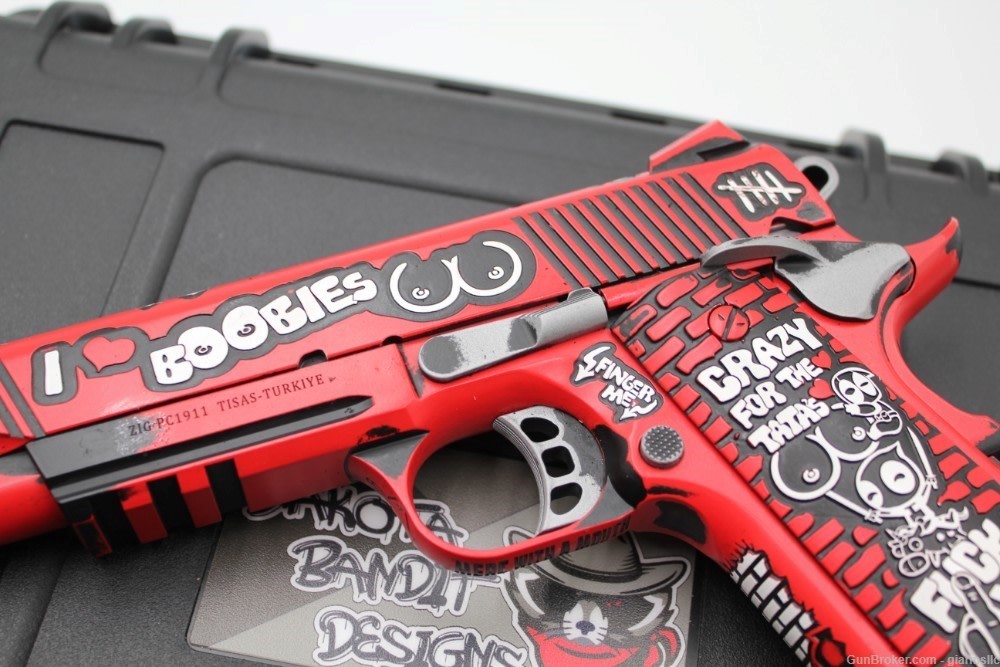 BREATHTAKING ustom Engraved and Cerakoted DEADPOOL Tisas 1911 .45 ACP-img-5